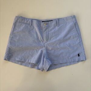 Polo Ralph Lauren Women's Light Blue Oxford Cloth Embroidered Shorts Size 10